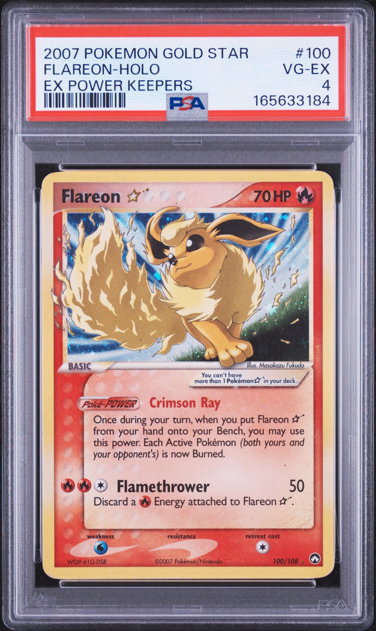 PSA 4 2007 FLAREON HOLO 100/108 POWER KEEPERS