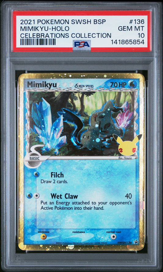 PSA 10 2021 MIMIKYU HOLO 136 SWSH BLACK STAR PROMO