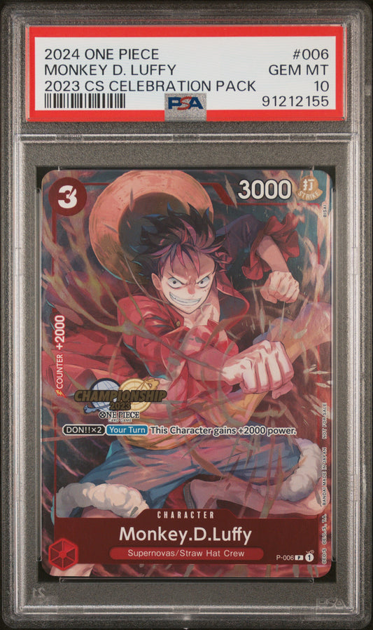 PSA 10 2024 MONKEY D. LUFFY 006 ONE PIECE CHAMPIONSHIP 2023 CELEBRATION PACK