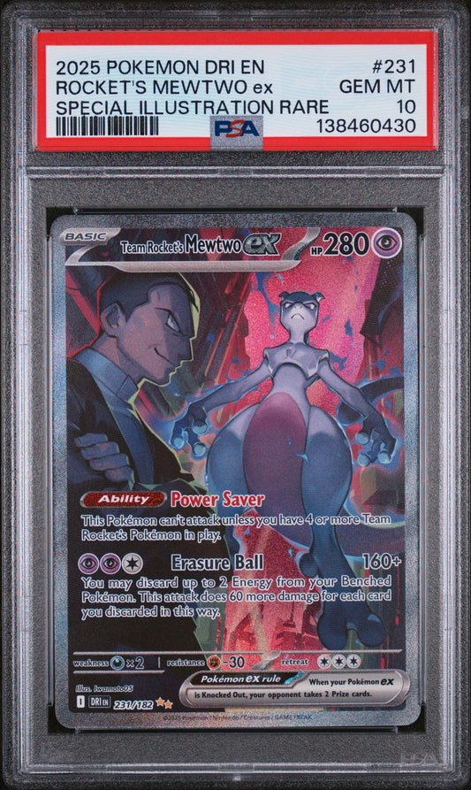 PSA 10 2025 TEAM ROCKET'S MEWTWO EX 231 DRI EN-DESTINED RIVALS